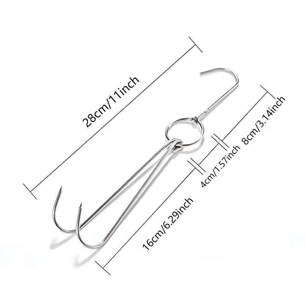 10PCS Stainless Steel Roast Duck Hooks Duty Double Hooks for Chicken Meat Goose