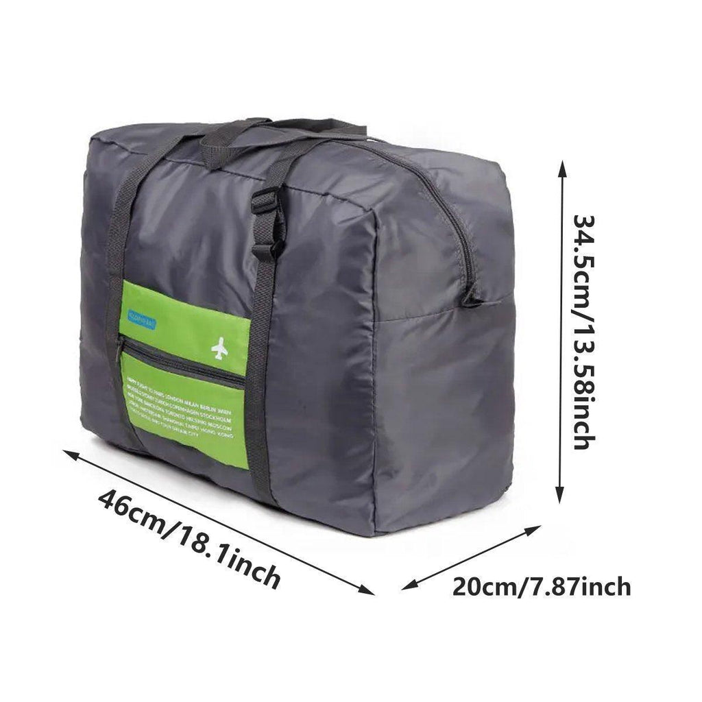 Nylon Waterproof Collapsible Travel Bag Large Suitcase Clothing Organizer - Green