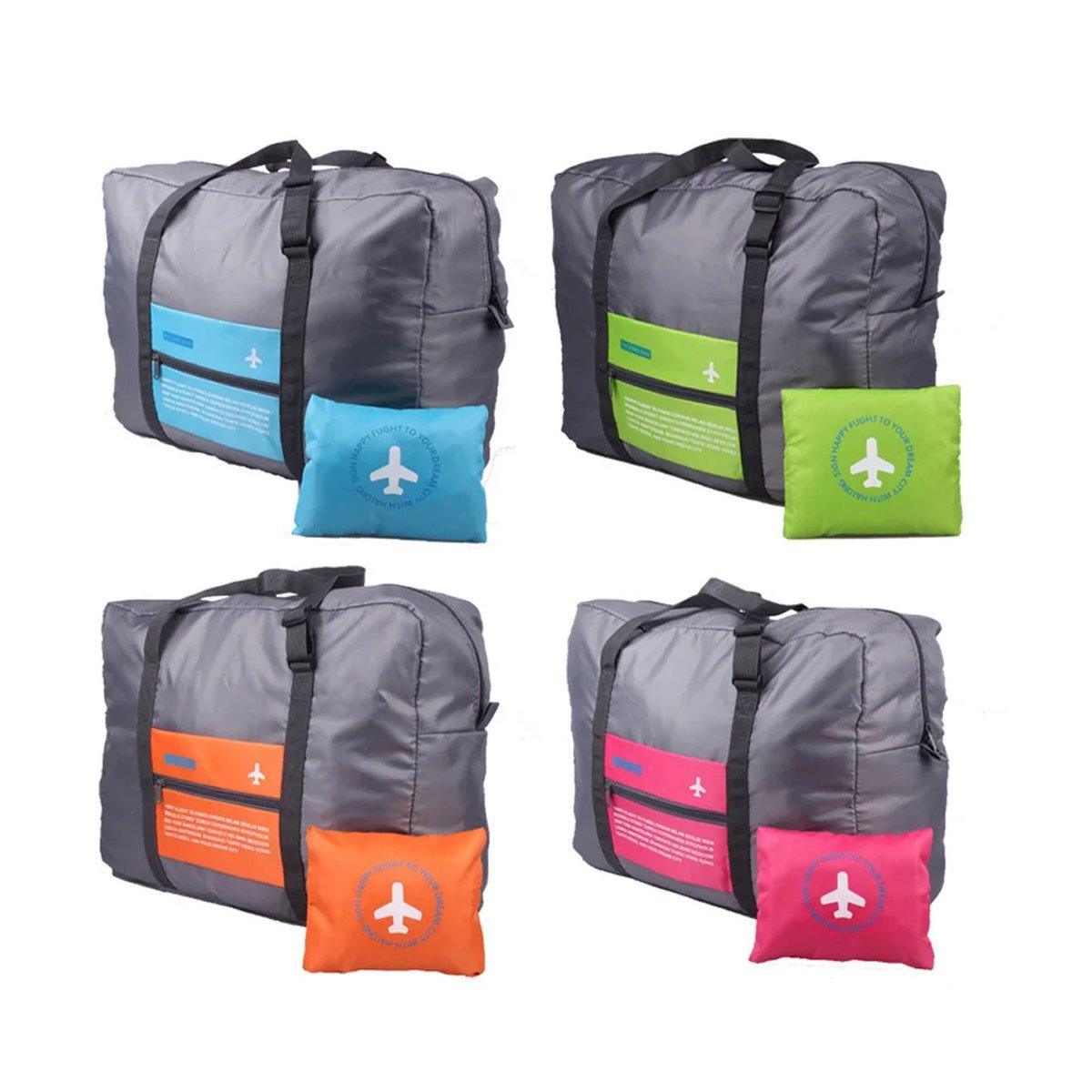 Nylon Waterproof Collapsible Travel Bag Large Suitcase Clothing Organizer - Orange