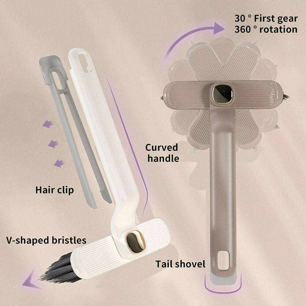 Multi-Functional Rotary Cleaning Brush Hard Bristle Slot Seam Wall Tile Brush - Coffee