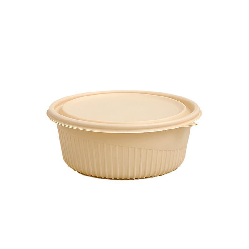 50PCS Biodegradable Corn Starch Lunch Box Round Takeout Containers Eco Friendly - 750ml