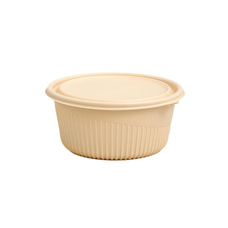 50PCS Biodegradable Corn Starch Lunch Box Round Takeout Containers Eco Friendly - 800ml