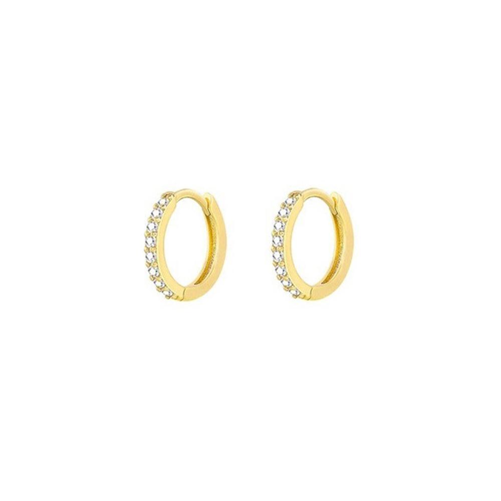 7sizes Hoop Earring Silver Zirconia Ear Huggie Hoop Cartilage Piercing Jewellery - Champagne-9mm