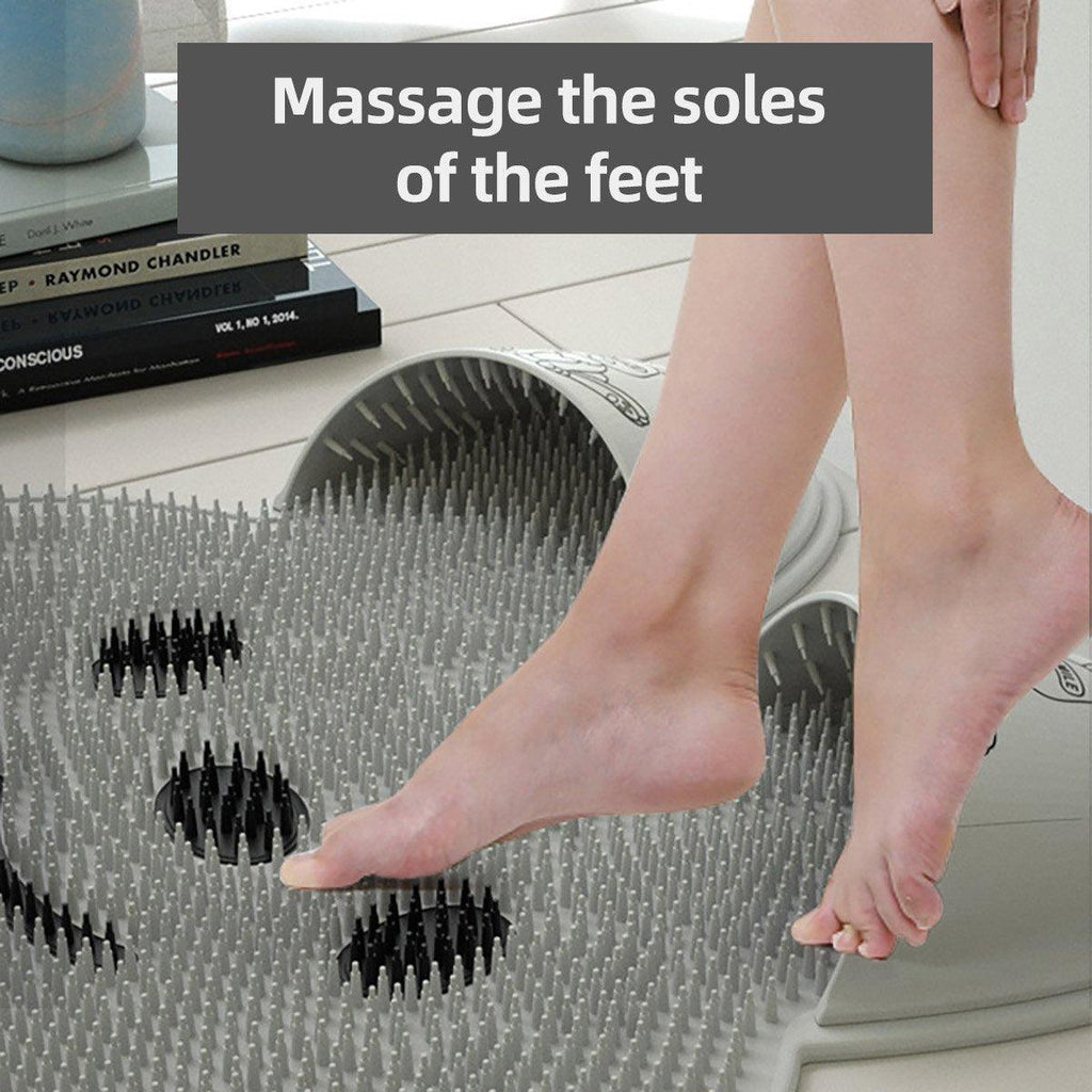 Silicone Foot Scrubber Rabbit Tub Mat Suction Cup Exfoliating Brush Cleaning Mat - Grey
