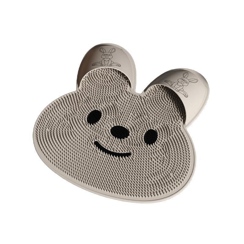 Silicone Foot Scrubber Rabbit Tub Mat Suction Cup Exfoliating Brush Cleaning Mat - Pink