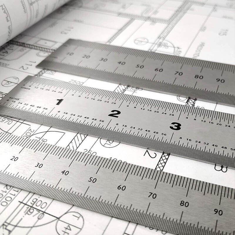 Double Sided Stainless Steel Ruler Precision Measuring Tool 10cm 15cm 20cm - 20cm 1 PC
