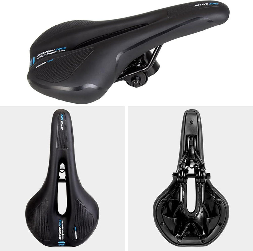 MTB Saddle Hollow Comfort Bicycle Seat Universal Cushion Soft Riding Saddle - Red