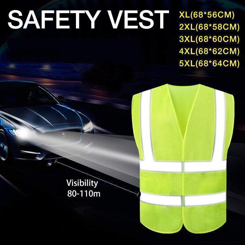 Yellow Reflective High Visibility Vest Workwear for Day and Night Use - 4XL