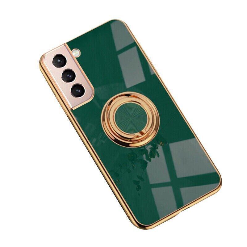 Dark Green Shockproof Ring Holder Case Cover for Samsung S22 Ultra S22 Plus Note 20 - Samsung Galaxy A52s