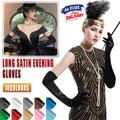 Elegant Long Satin Opera Gloves for Prom Party Wedding Costume or Formal Dress - White