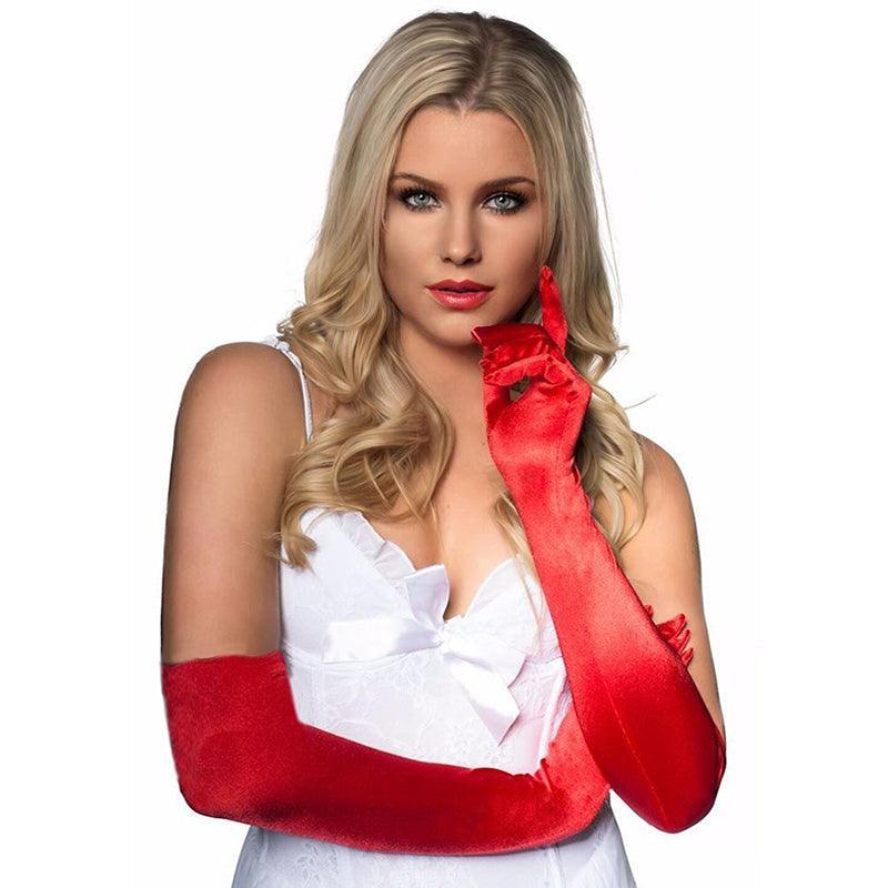 Elegant Long Satin Opera Gloves for Prom Party Wedding Costume or Formal Dress - White