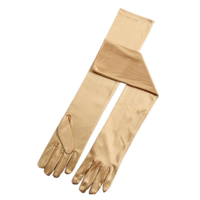 Elegant Long Satin Opera Gloves for Prom Party Wedding Costume or Formal Dress - White