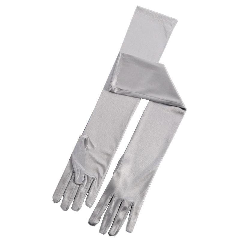 Elegant Long Satin Opera Gloves for Prom Party Wedding Costume or Formal Dress - White