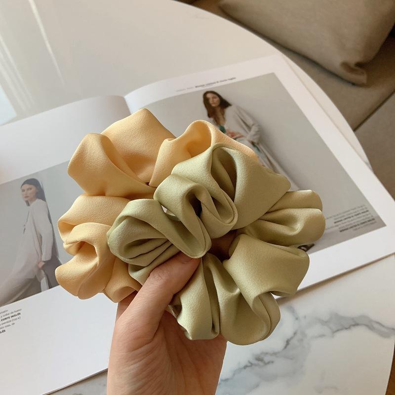 Large Scrunchies Silk Satin Elastic Hair Hair Bands Rope Hair Tie Ponytail Accessory - Black