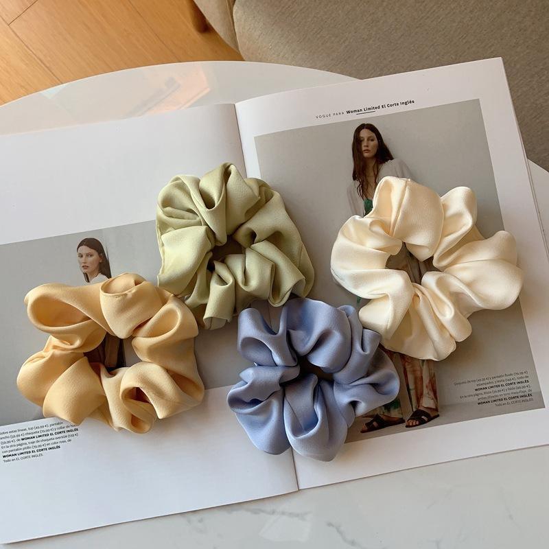 Large Scrunchies Silk Satin Elastic Hair Hair Bands Rope Hair Tie Ponytail Accessory - Dark Brown