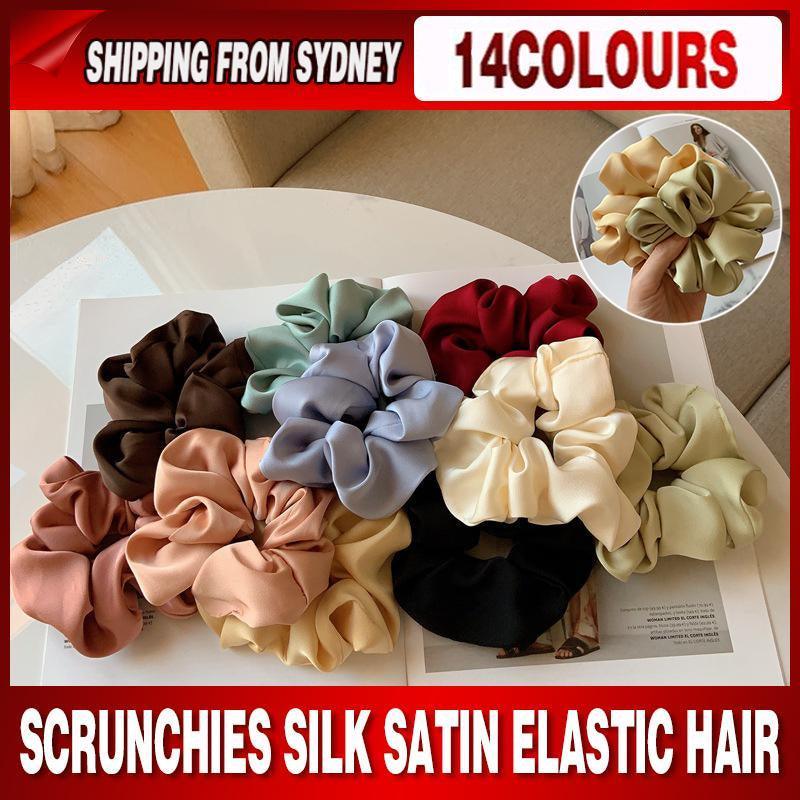 Large Scrunchies Silk Satin Elastic Hair Hair Bands Rope Hair Tie Ponytail Accessory - Mint