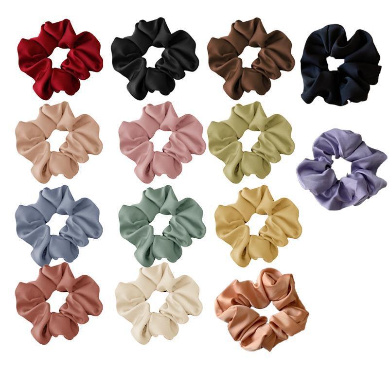 Large Scrunchies Silk Satin Elastic Hair Hair Bands Rope Hair Tie Ponytail Accessory - Navy Blue