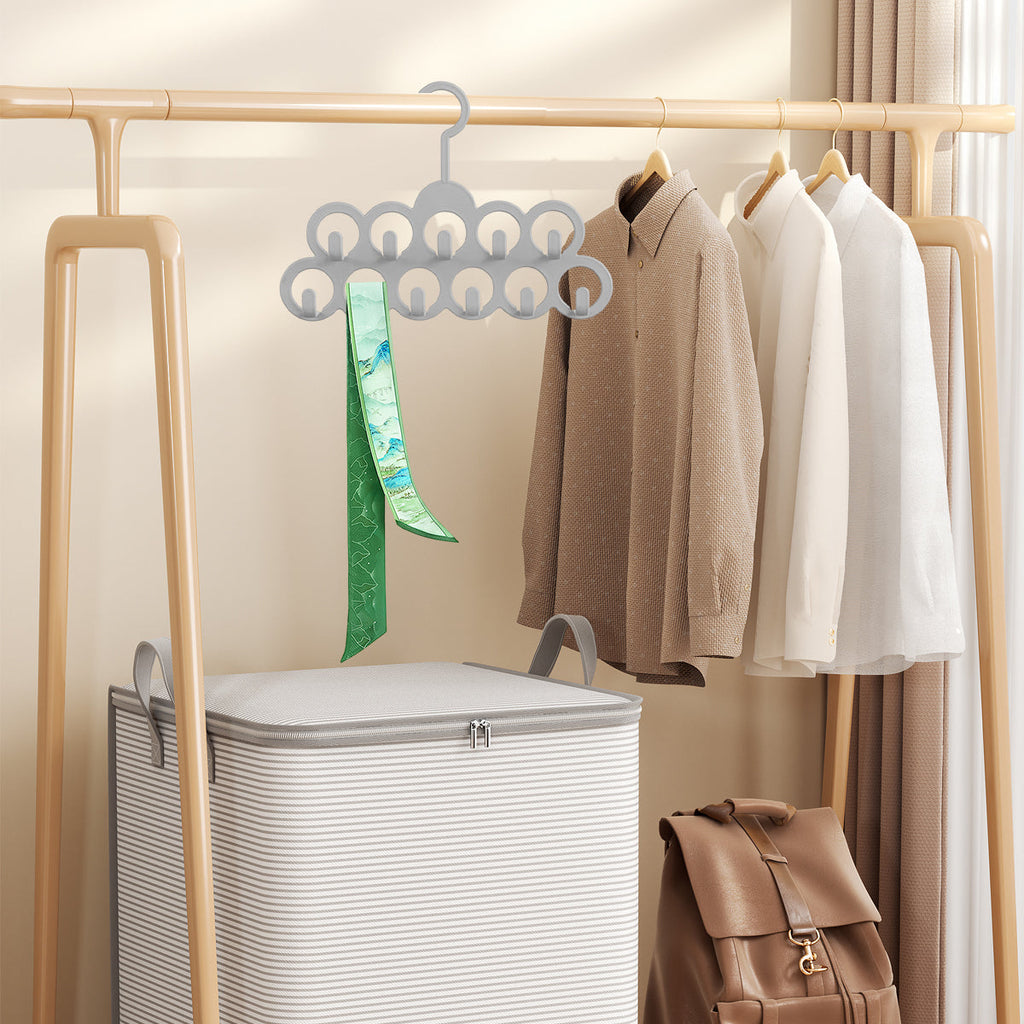 5PCS Non-slip Flocked 11-Hole Hanger for Towels Scarves Ties Drying Storage Rack