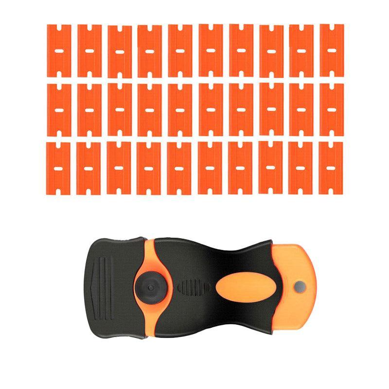 Plastic Razor Blade Scraper or Replacement Blades 10/20/30/50/100PCS Cleaning Tool - 1X Plastic Scraper + 100X Plastic Blades