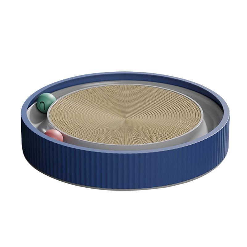 Cat Scratcher Lounge Bed Toy 40cm Round Foldable Cardboard Pad with Ball Track - Green