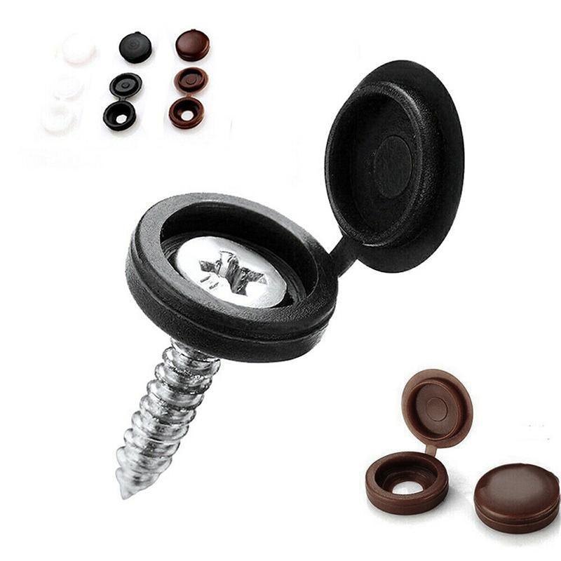 100/200X Plastic Screw Cover Caps Holes Cams Furniture Kitchen Button Nuts Bolts - Brown