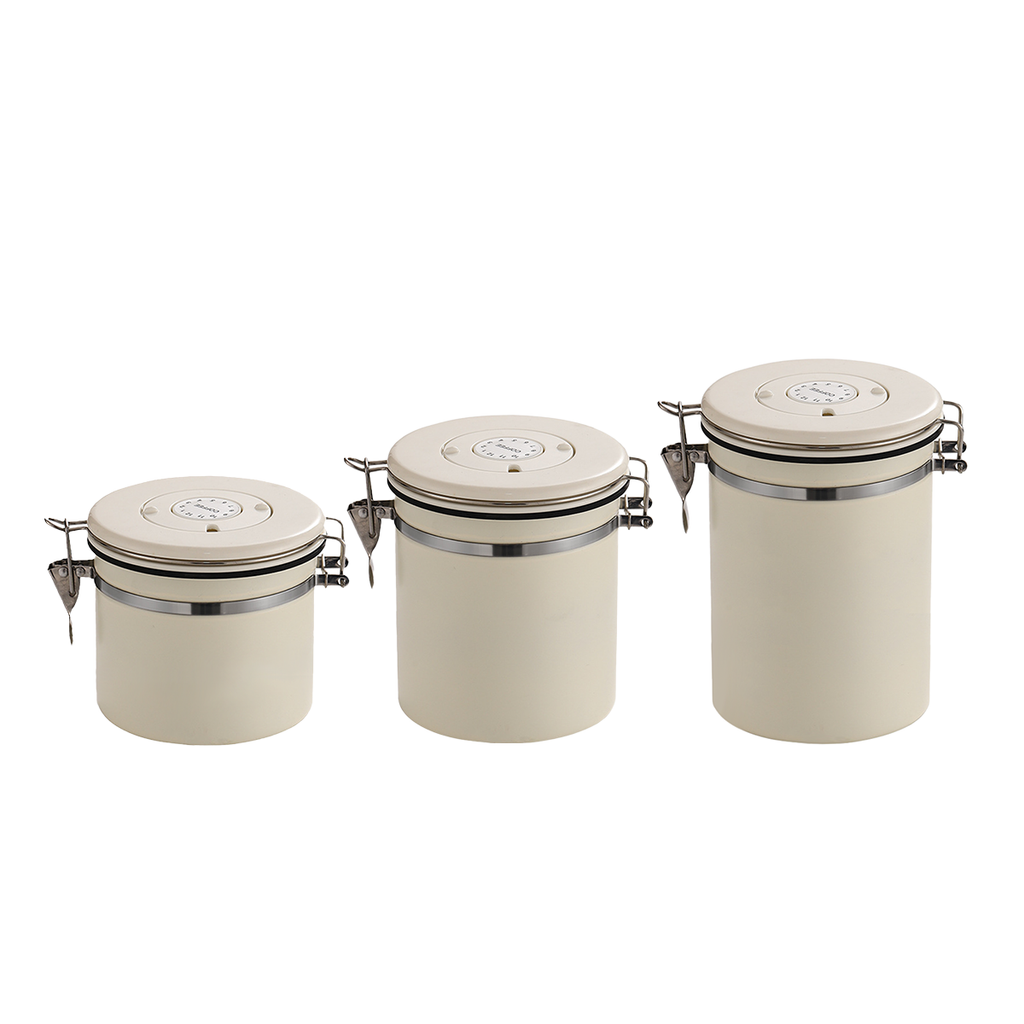 3 Sizes Stainless Steel Coffee Bean Powder Storage Jar Sealed Canister with Valve - 1.2L