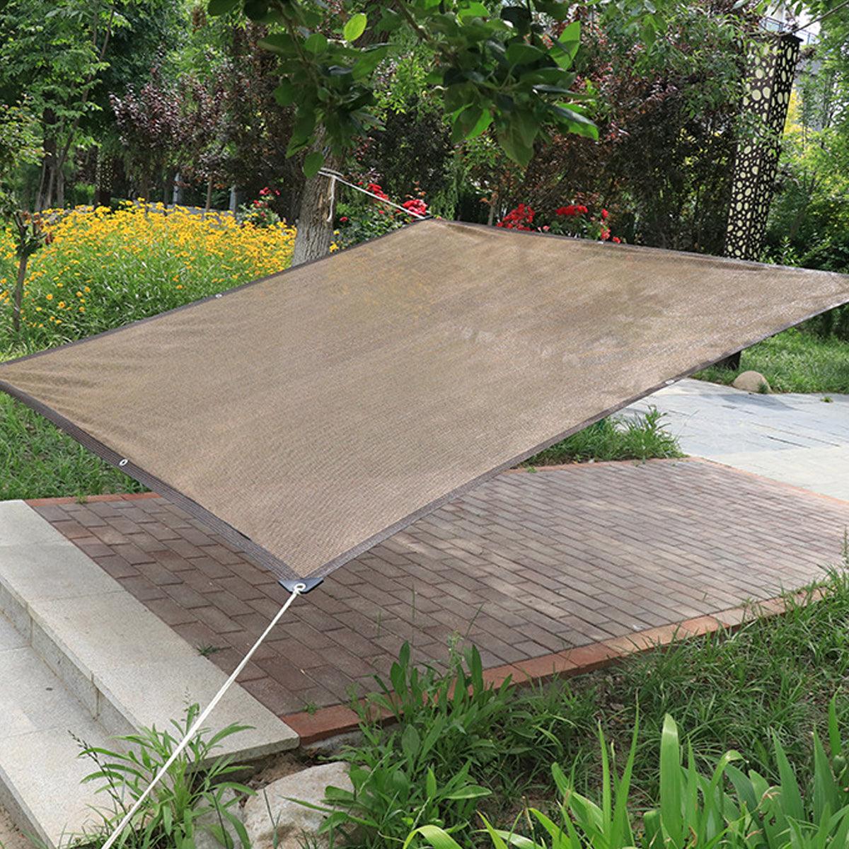 Breathable Sun Shade Sail Canopy Cover Curved Edge Patio Awning Outdoor Brown