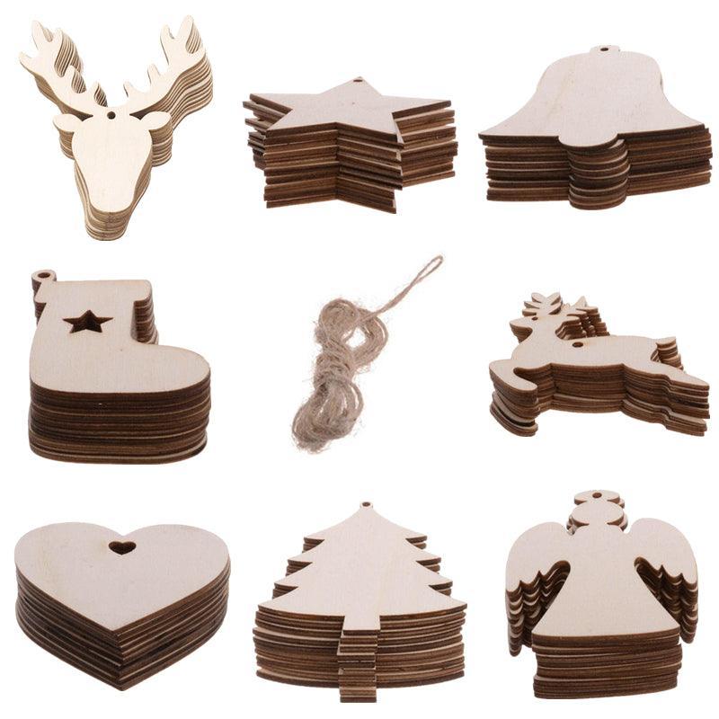 Wooden Christmas Hanging Ornament for Tree DIY Craft Decoration 10pcs - Angel