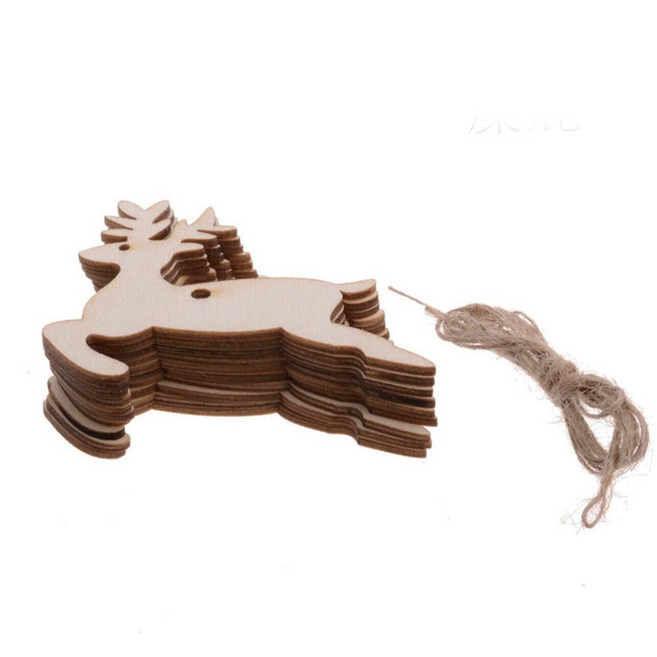 Wooden Christmas Hanging Ornament for Tree DIY Craft Decoration 10pcs - Angel