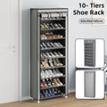 10 Tier Black Shoe Rack Dustproof Organiser Shoe Storage Cabinet for Home Use