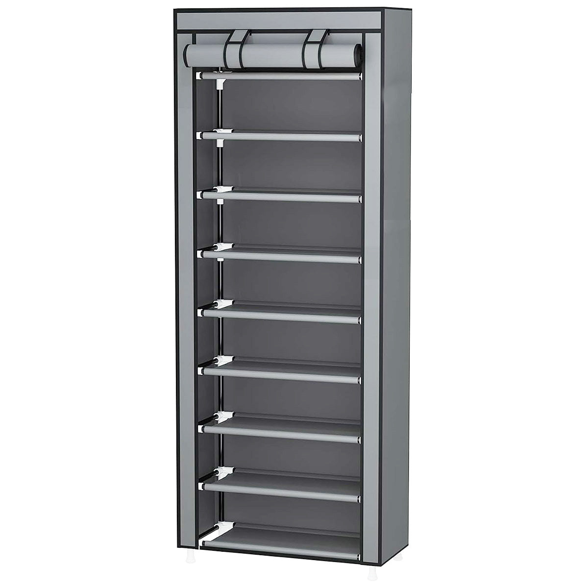10 Tier Black Shoe Rack Dustproof Organiser Shoe Storage Cabinet for Home Use
