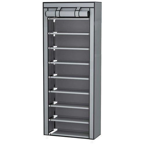 10 Tier Black Shoe Rack Dustproof Organiser Shoe Storage Cabinet for Home Use