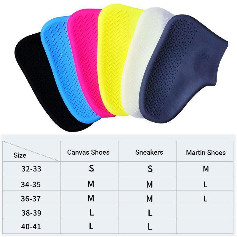 Shoe Cover Waterproof Silicone Non Slip Rain Water Rubber Foot Boot Overshoe S - Grey