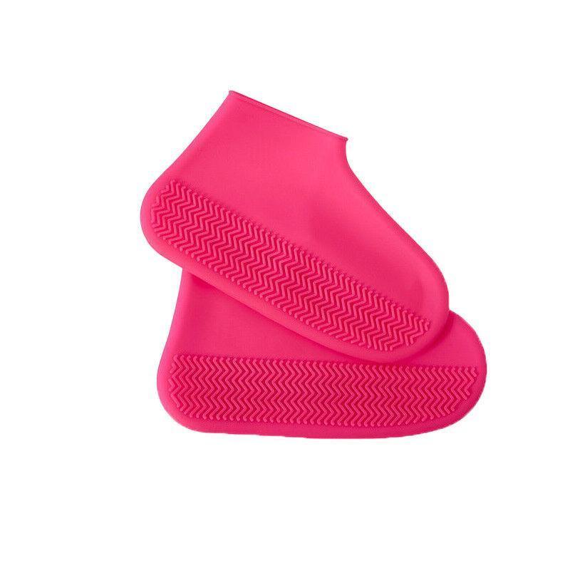 Shoe Cover Waterproof Silicone Non Slip Rain Water Rubber Foot Boot Overshoe L Size - White