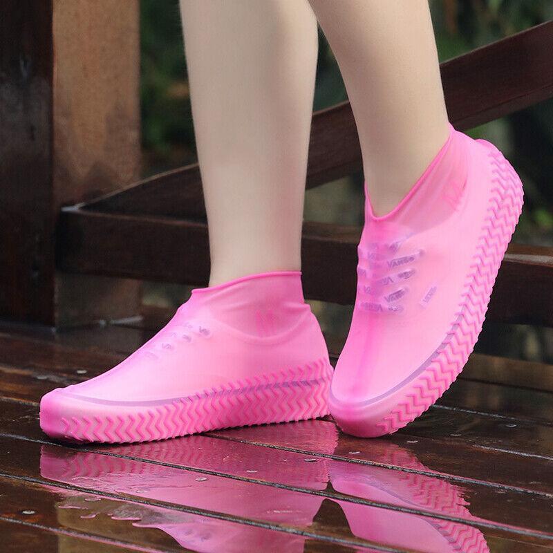Shoe Cover Waterproof Silicone Non Slip Rain Water Rubber Foot Boot Overshoe S - White