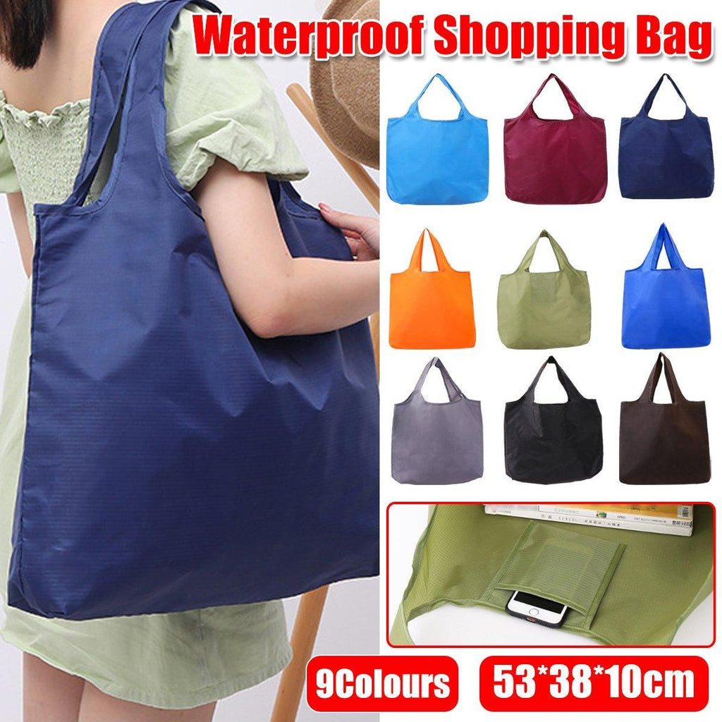 Large Multi Colour Waterproof Shopping Bag Foldable Portable Reusable Bag - Blue