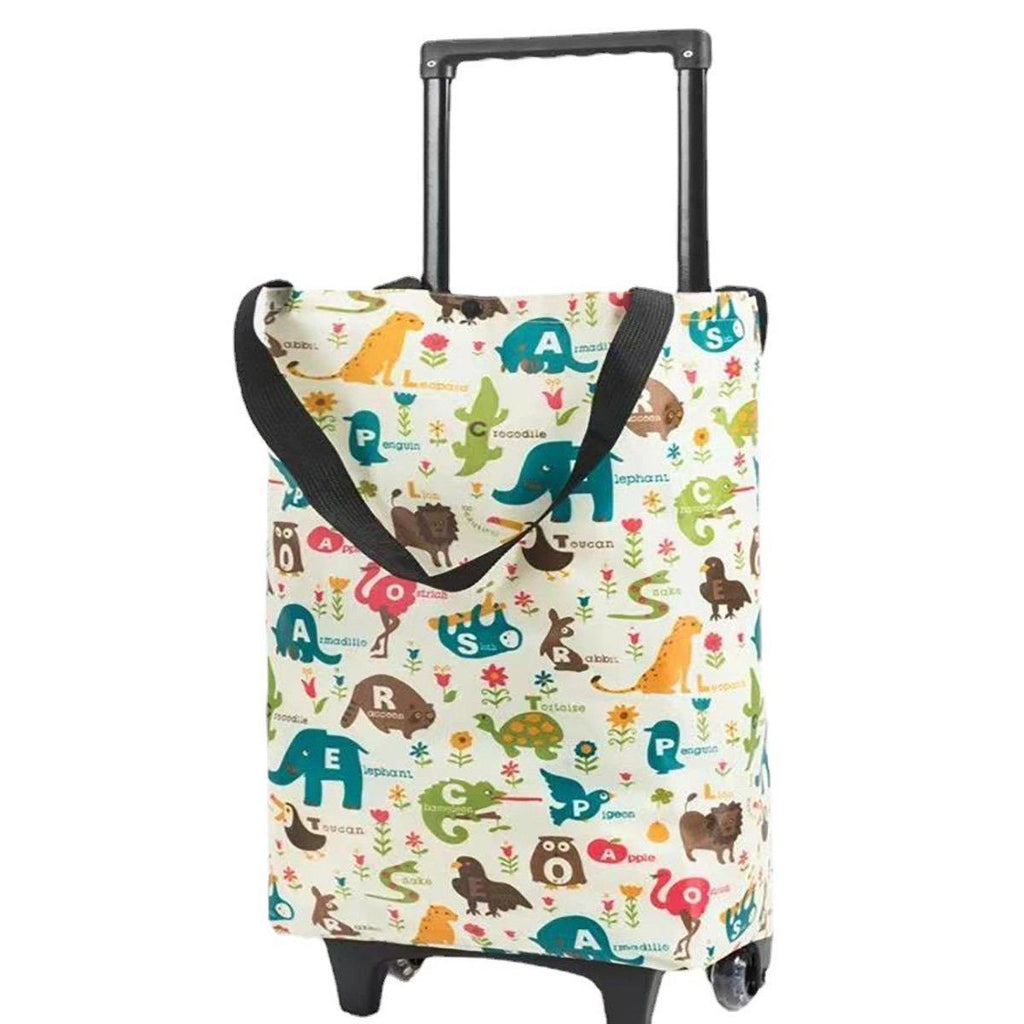 Lightweight Folding Shopping Cart Trolley with Wheels Retractable Tote Bag - Black-Big