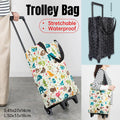 Lightweight Folding Shopping Cart Trolley with Wheels Retractable Tote Bag - Black-Small