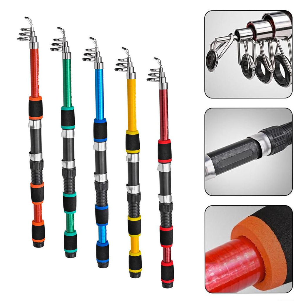 Telescopic Fishing Rod Lightweight Portable Sea Casting Rod Durable Glass Steel - Yellow