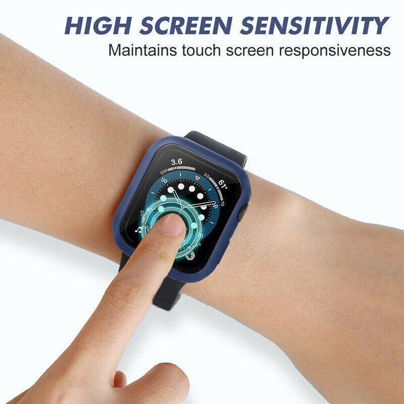 For Apple Watch iWatch Series SE 6 5 4 3 2 1 Case Full Glass Cover 38mm - Black