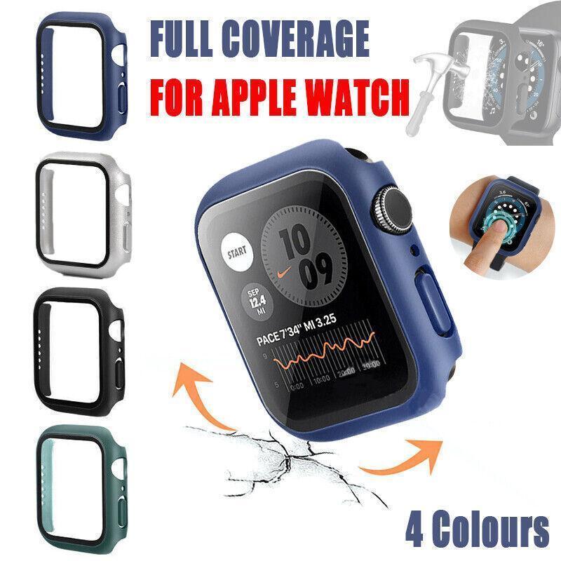 For Apple Watch iWatch Series SE 6 5 4 3 2 1 Case Full Glass Cover 40mm - Green