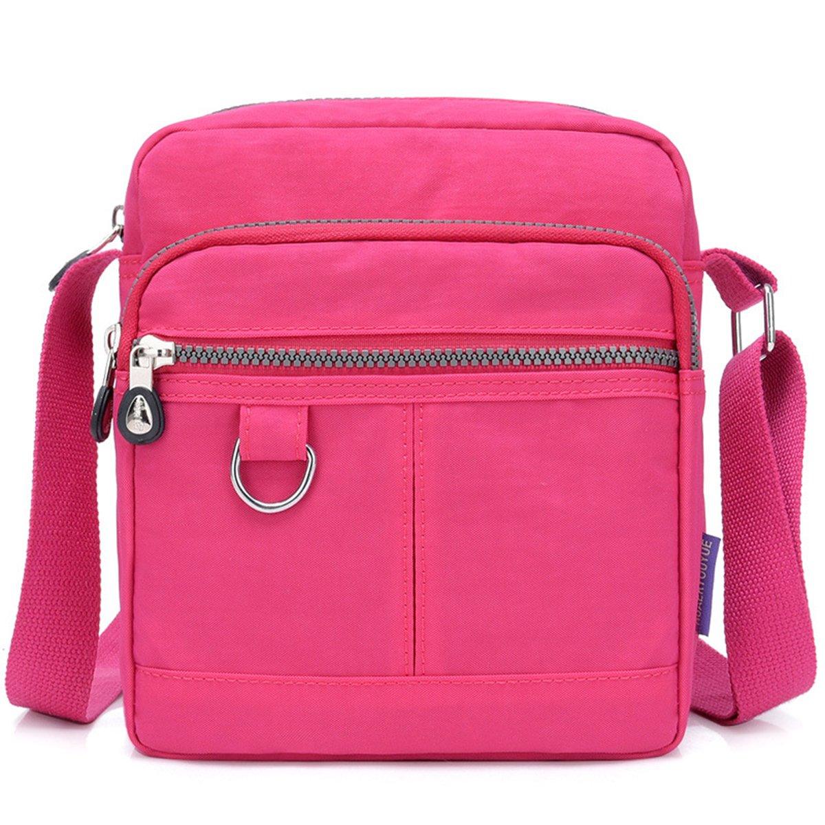 Ladies Shoulder Bag Nylon Fabric Lightweight Crossbody Small Casual Handbag - Apricot