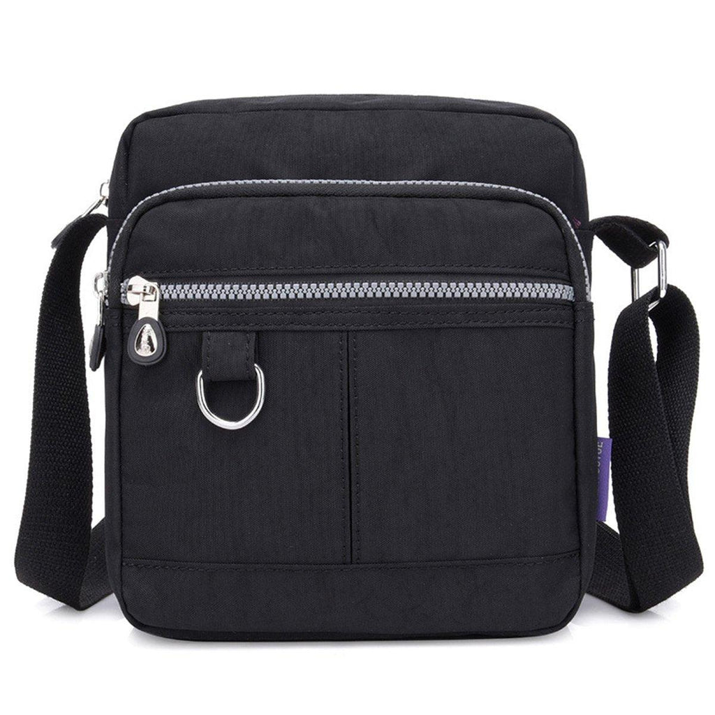 Ladies Shoulder Bag Nylon Fabric Lightweight Crossbody Small Casual Handbag - Black