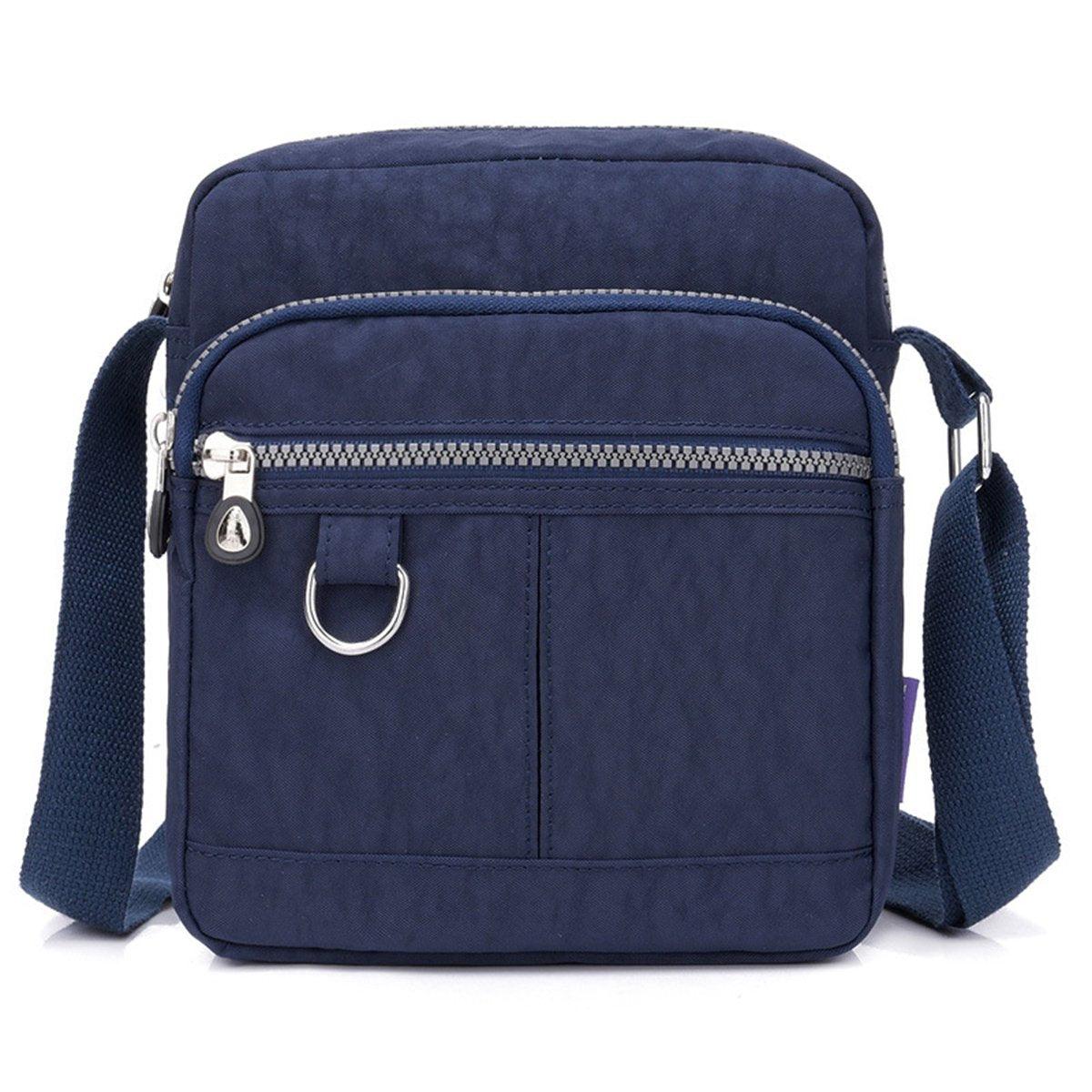 Ladies Shoulder Bag Nylon Fabric Lightweight Crossbody Small Casual Handbag - Grey