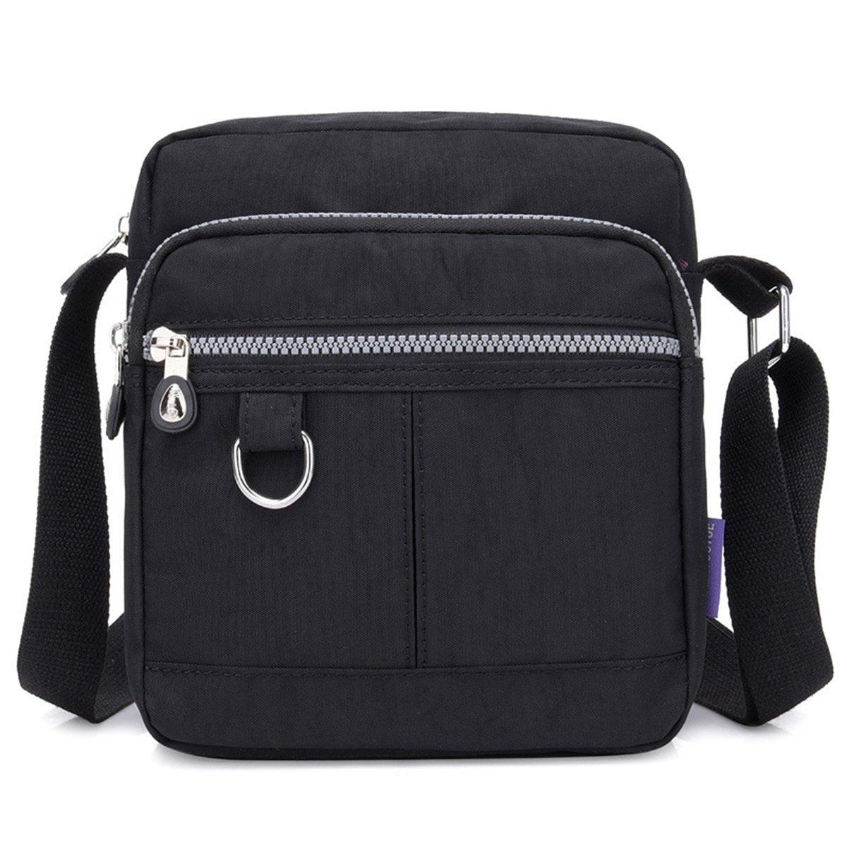 Ladies Shoulder Bag Nylon Fabric Lightweight Crossbody Small Casual Handbag - Grey