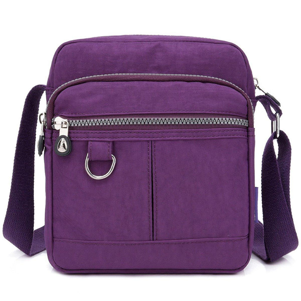 Ladies Shoulder Bag Nylon Fabric Lightweight Crossbody Small Casual Handbag - Purple