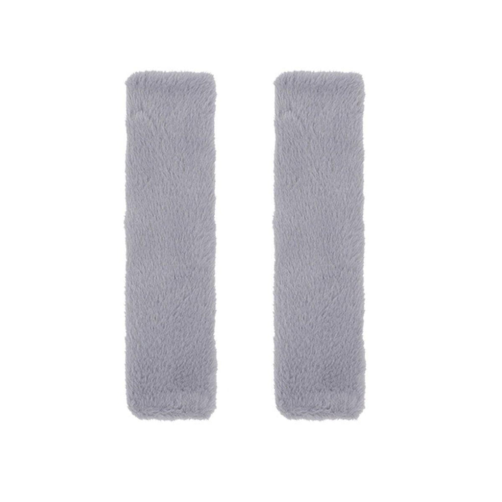 Winter Plush Shoulder Strap Cover Neck Cushion Pad for Comfortable Car Travel 2PCS - Grey