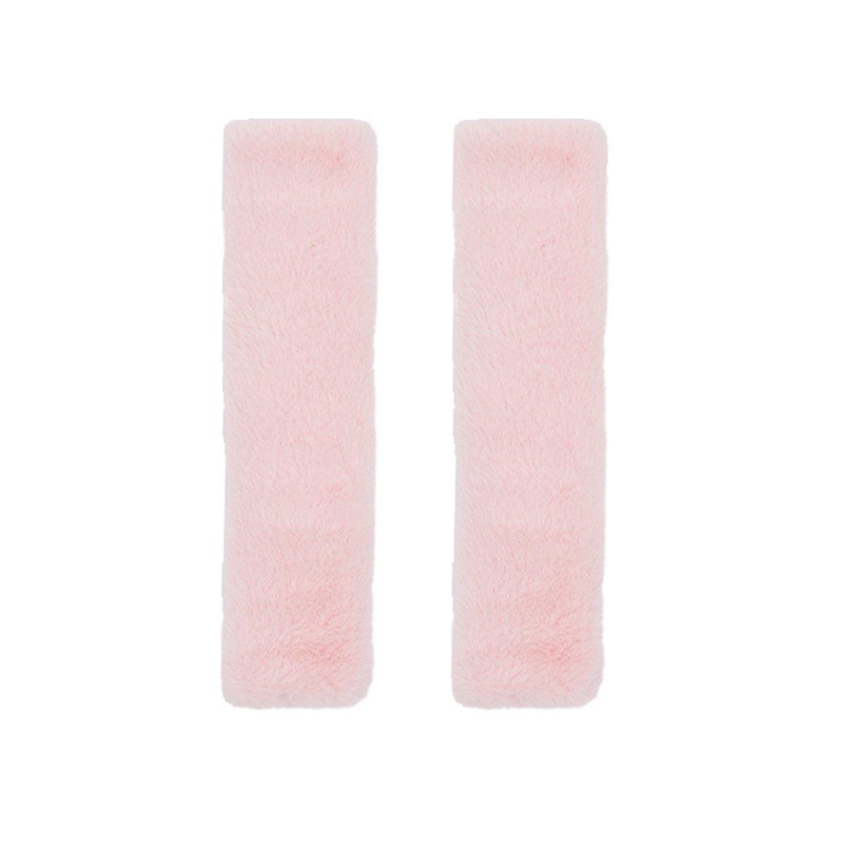 Winter Plush Shoulder Strap Cover Neck Cushion Pad for Comfortable Car Travel 2PCS - Milk Tea