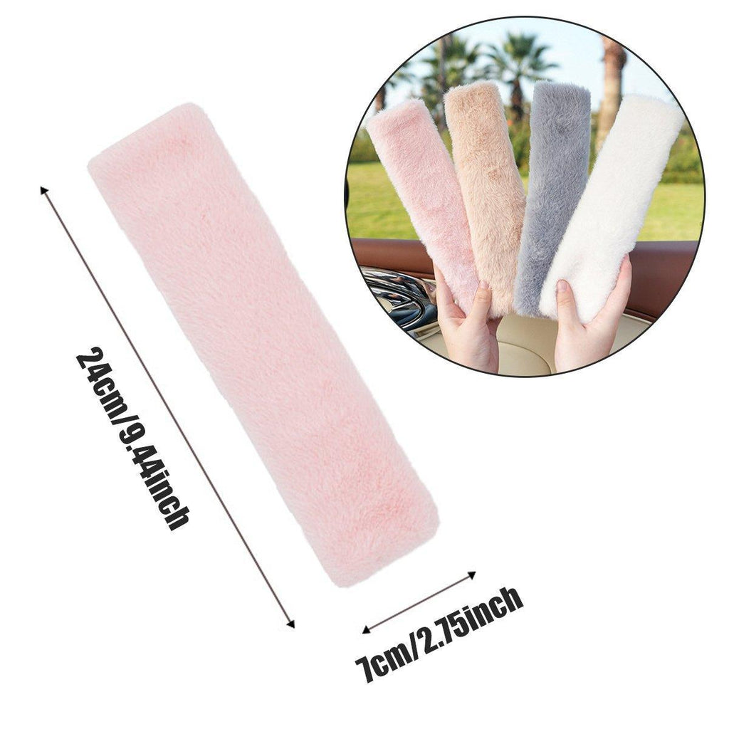 Winter Plush Shoulder Strap Cover Neck Cushion Pad for Comfortable Car Travel 2PCS - Pink