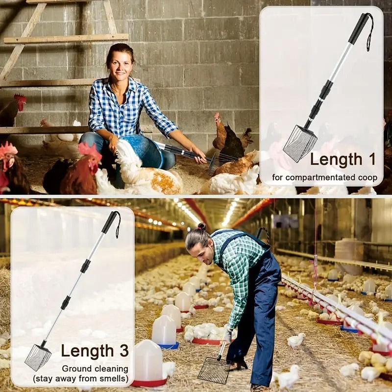 3in1 Chicken Coop Cleaning Scoop Poop Picker Tool for Waste Removal Durable Use